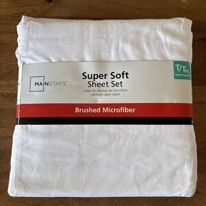 Mainstays Microfiber Super Soft T/TxL Sheet Set WHITE New NIP Wrinkle Resist